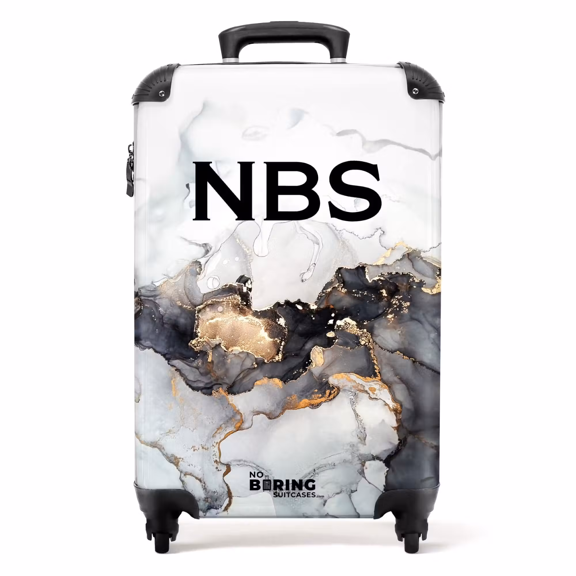 Suitcase - Black marble 755h white and gold