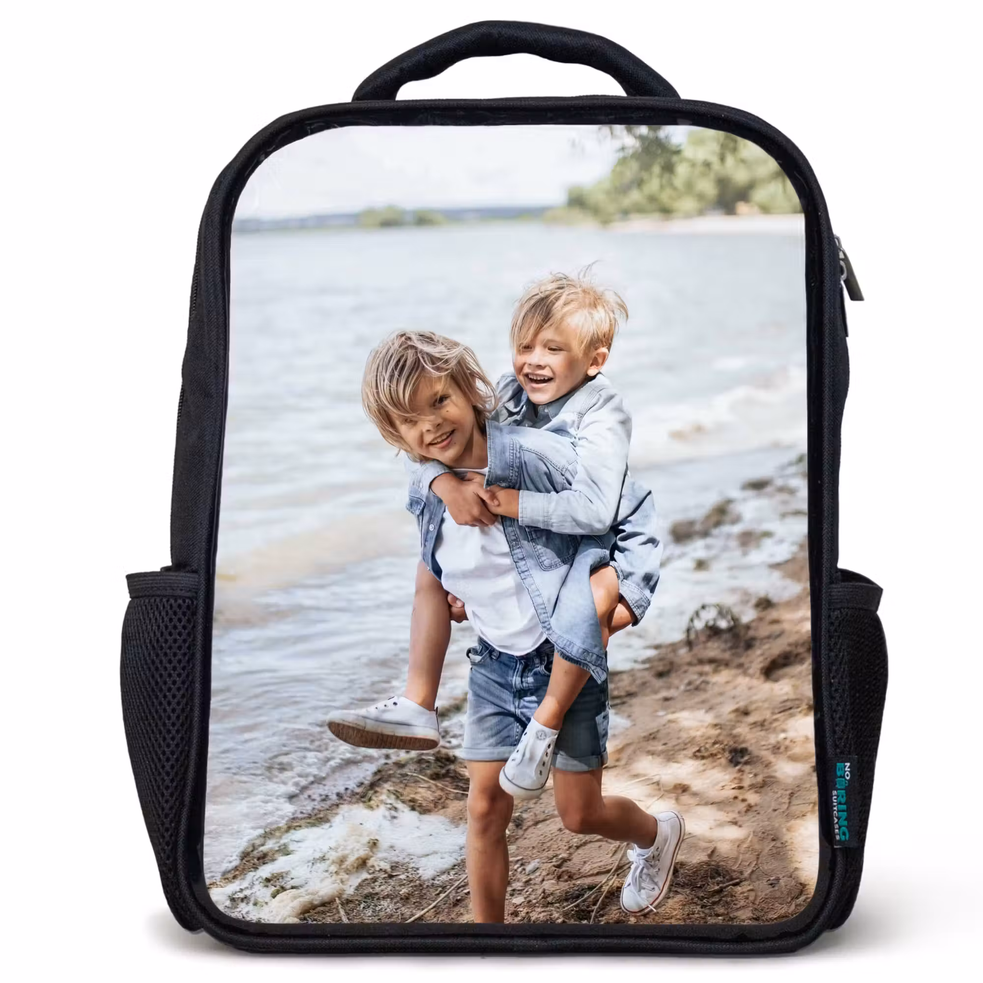 Children's backpack black with own photo