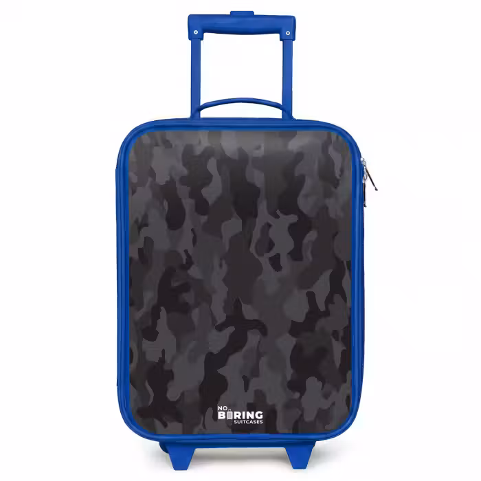 Children's suitcase - Blue - Green camouflage print