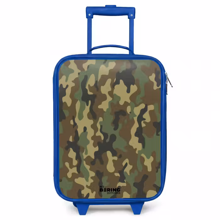 Children's suitcase - Blue - Green camouflage with sand color