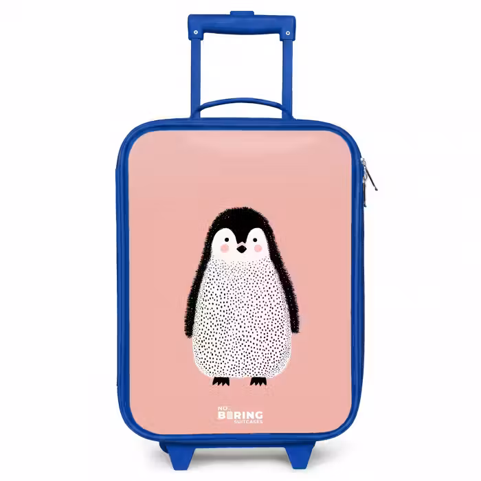 Children's suitcase - Blue - Penguin - Dots - Pink - Minimalist