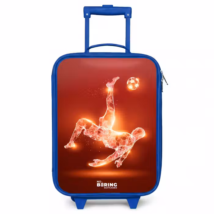 Children's suitcase - Blue - Red glowing soccer player in action