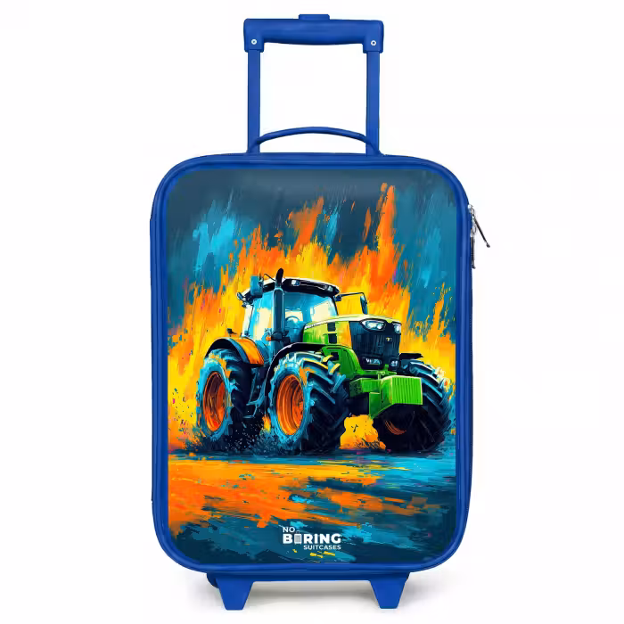 Children's suitcase - Blue - Tractor - Green - Abstract - Brush strokes