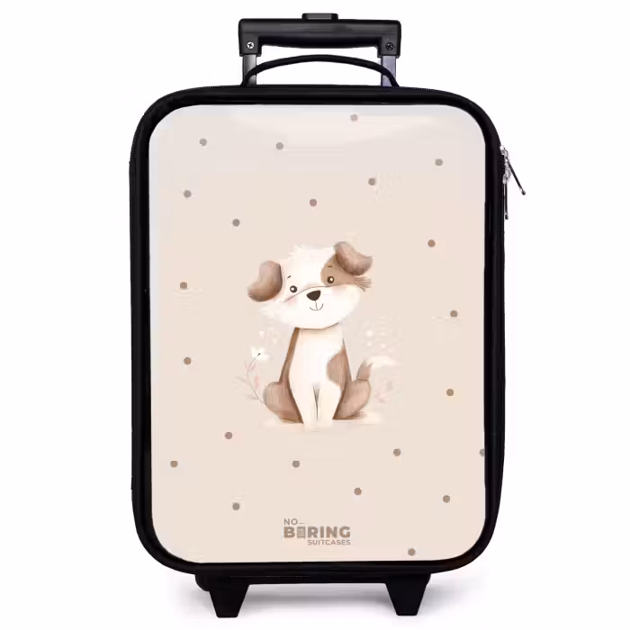 Children's suitcase - Dog puppy surrounded by brown dots