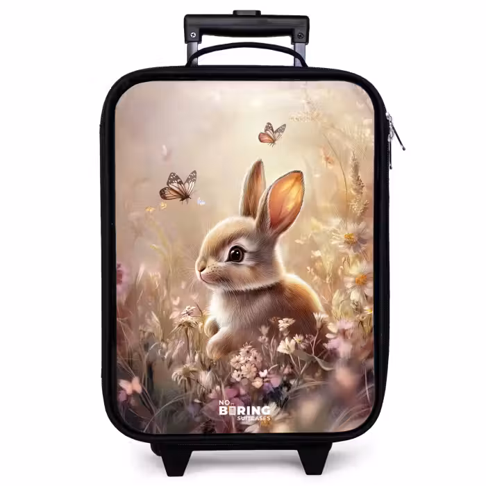 Children's suitcase - Flowers - Brown - Bunny - Butterfly