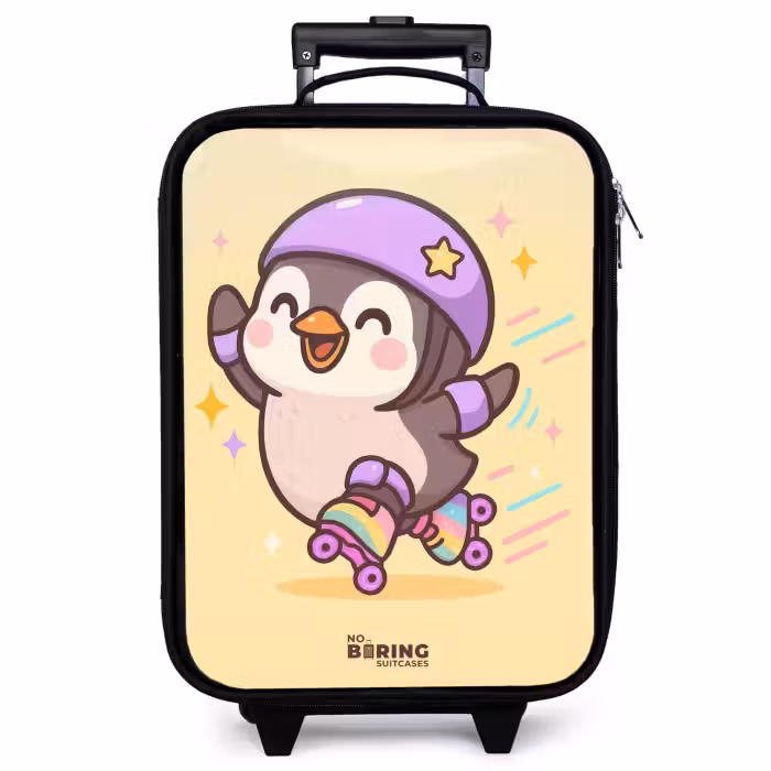 Children's suitcase - Kawai - Penguin - Roller skates