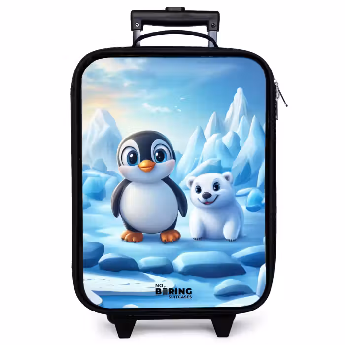 Children's suitcase - Penguin and polar bear on ice floes