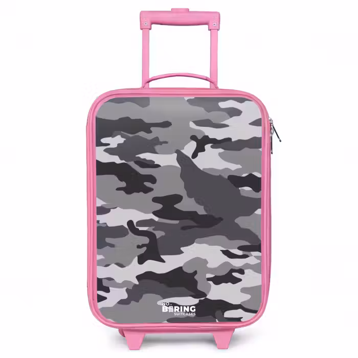 Children's suitcase - Pink - Camo Gray