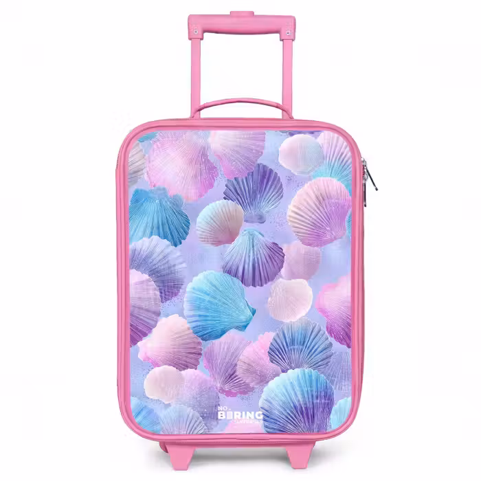 Children's suitcase - Pink - Colored shells on a purple background