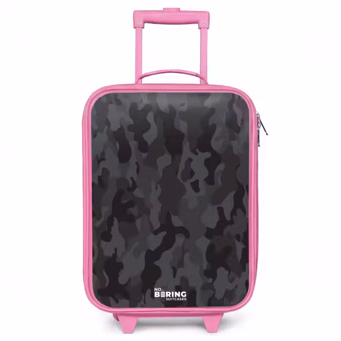 Children's suitcase - Pink - Green camouflage print