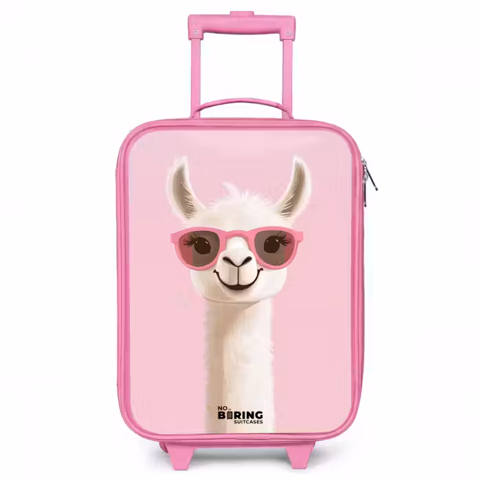 Children's suitcase - Pink - Llama - White - Sunglasses - Eyelashes