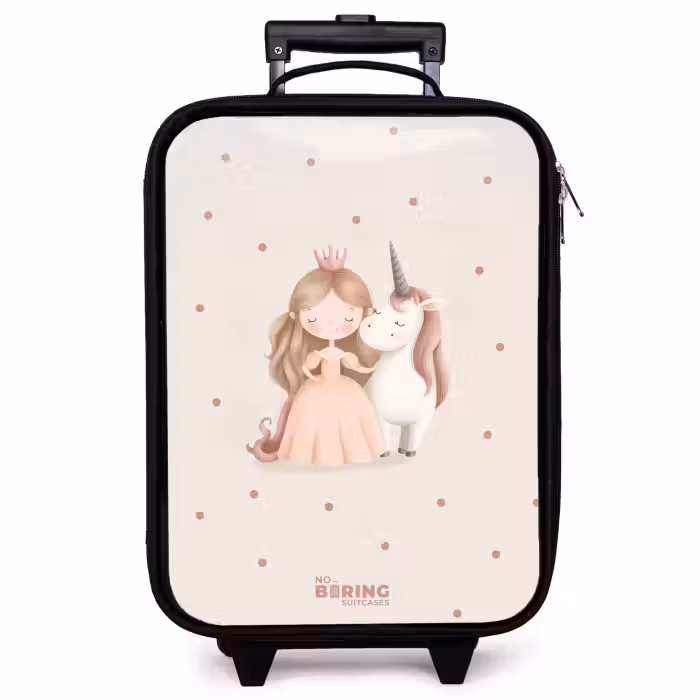 Children's suitcase - Princess and a unicorn in pastel colors