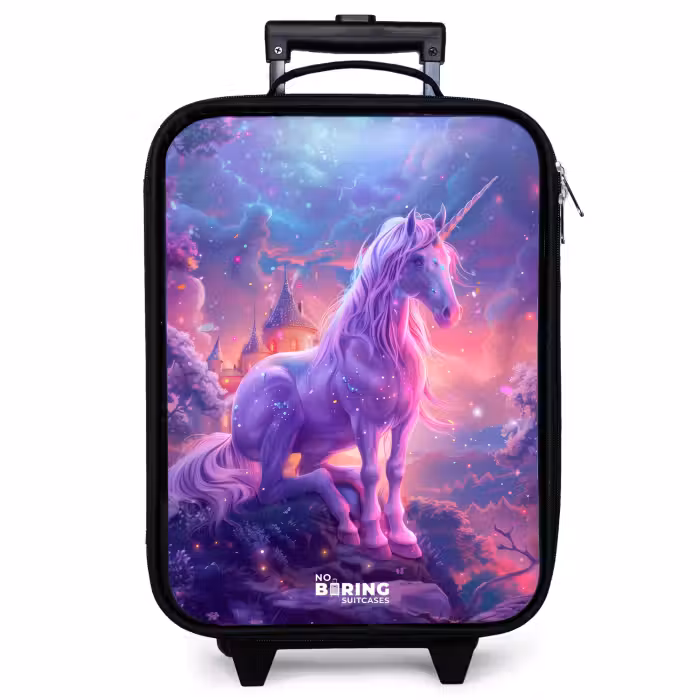 Children's suitcase - Purple Unicorn in Magical Environment