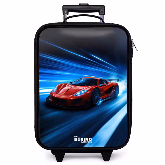 Children's suitcase - Red racing car in digital speed world