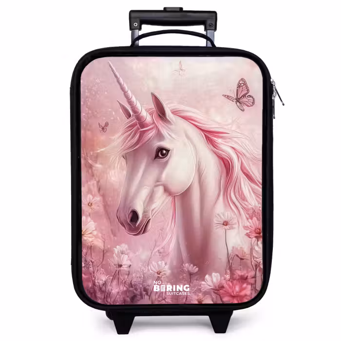 Children's suitcase - Unicorn - Pink - Butterflies - Flowers