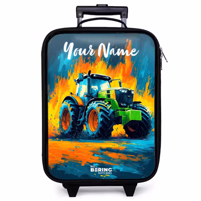 Children's suitcase with name - Abstract - Tractor - Groen