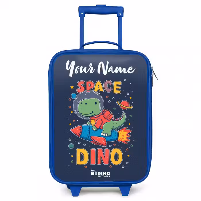 Children's suitcase with name - Blue - Dinosaur - Green - Rocket - Starry Sky