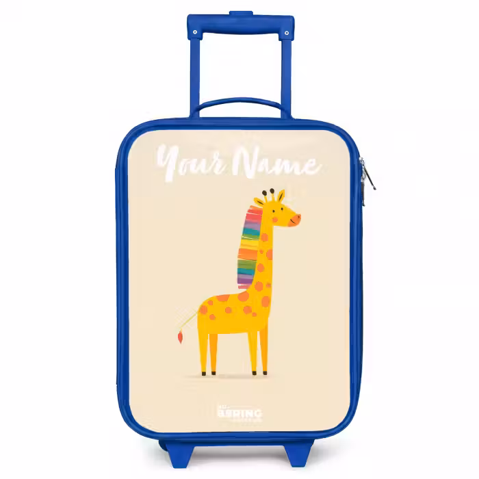 Children's suitcase with name - Blue - Giraffe - Animal - Colorful