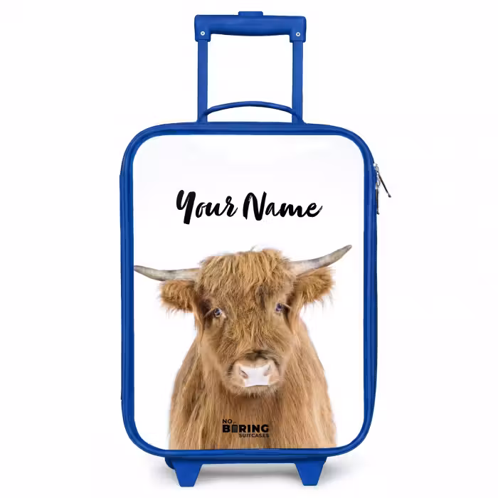 Children's suitcase with name - Blue - Halbe Highlander