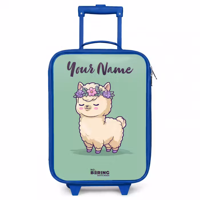 Children's suitcase with name - Blue - Kawai - Alpaca - Green