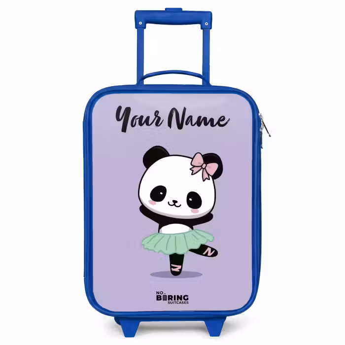 Children's suitcase with name - Blue - Kawai - Ballet - Panda