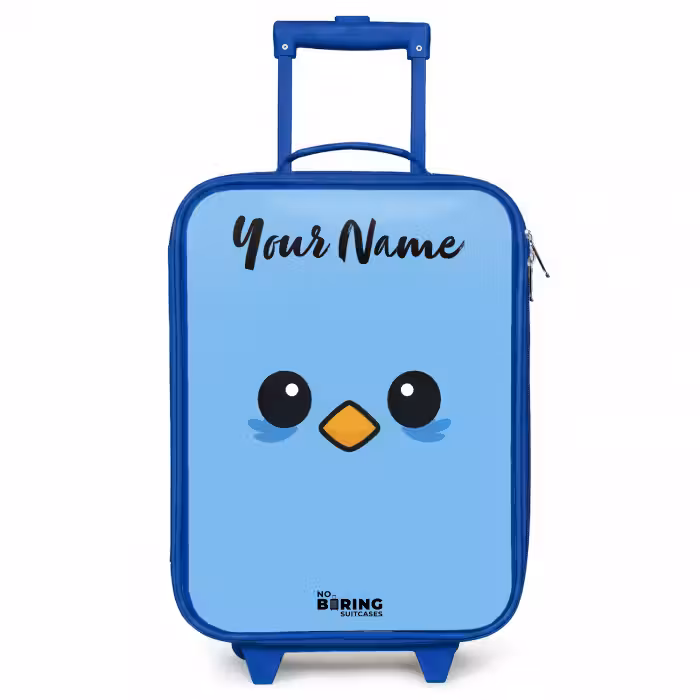 Children's suitcase with name - Blue - Kawai - Bird - Blue