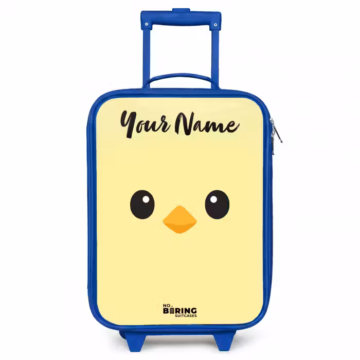 Children's suitcase with name - Blue - Kawai - Chick - Yellow