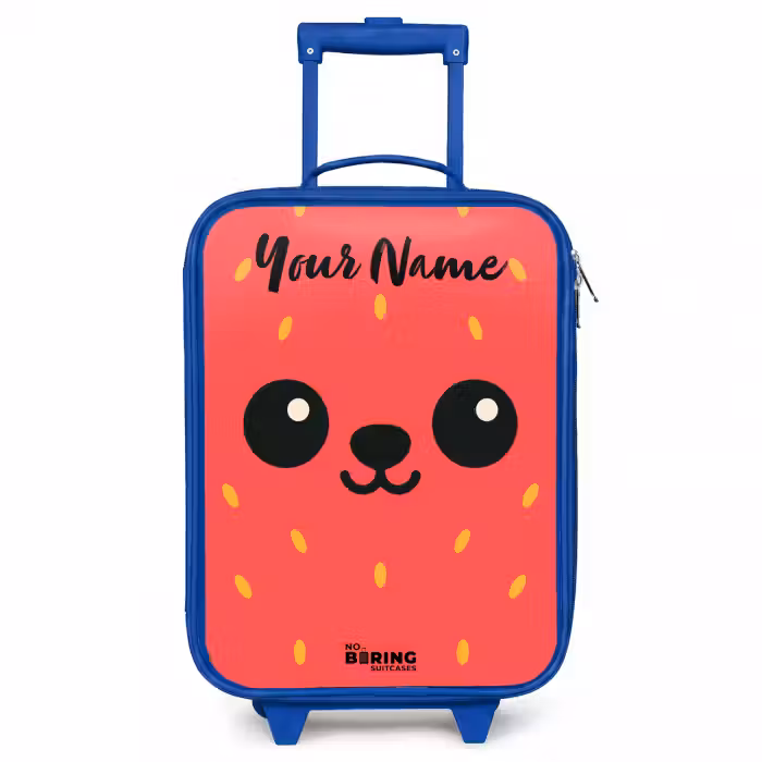 Children's suitcase with name - Blue - Kawai - Strawberry - Red