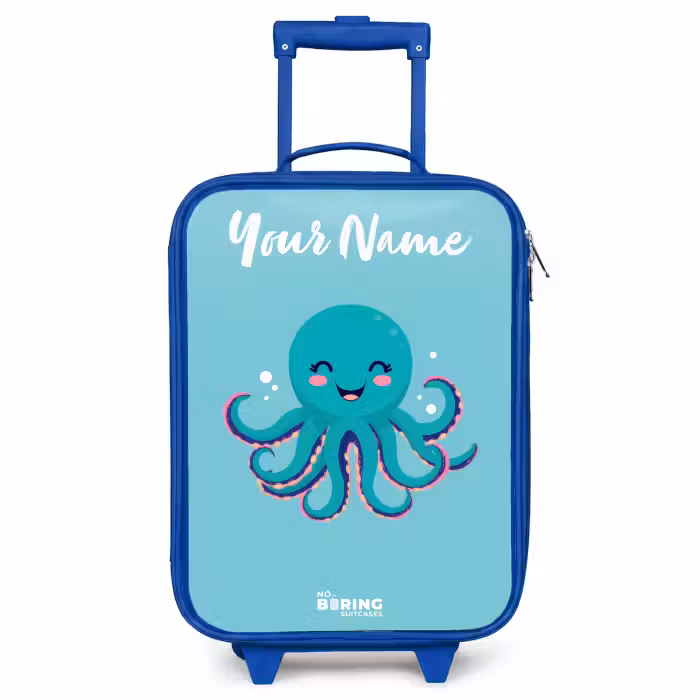 Children's suitcase with name - Blue - Octopus - Water - Blue