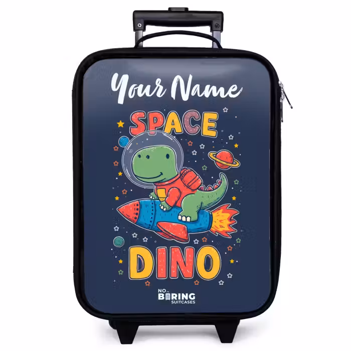 Children's suitcase with name - Dinosaur - Green - Rocket - Starry Sky