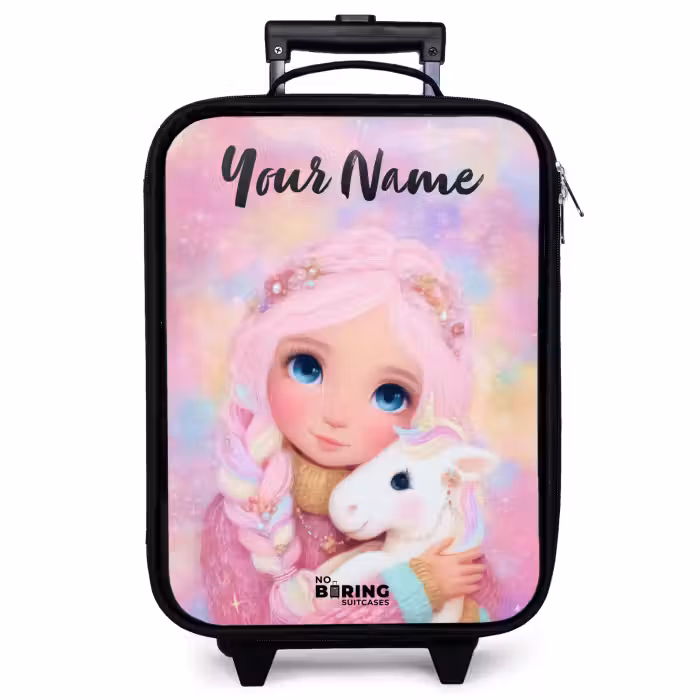 Children's suitcase with name - Girl - Unicorn - Pink