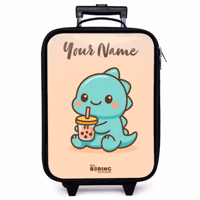 Children's suitcase with name - Kawai - Dino - Bubbletea