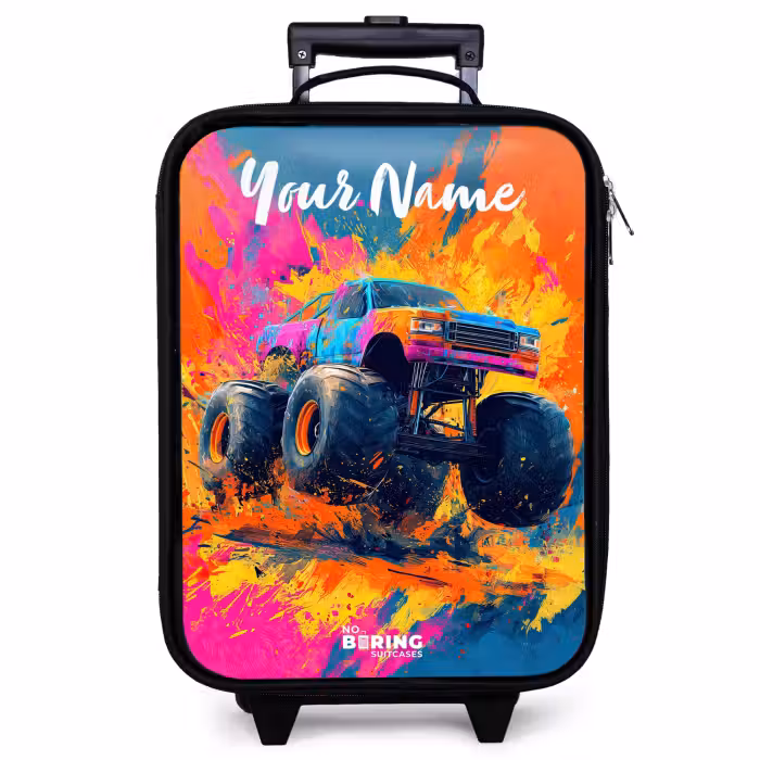 Children's suitcase with name - Monster truck - Abstract - Paint splatters - Colorful