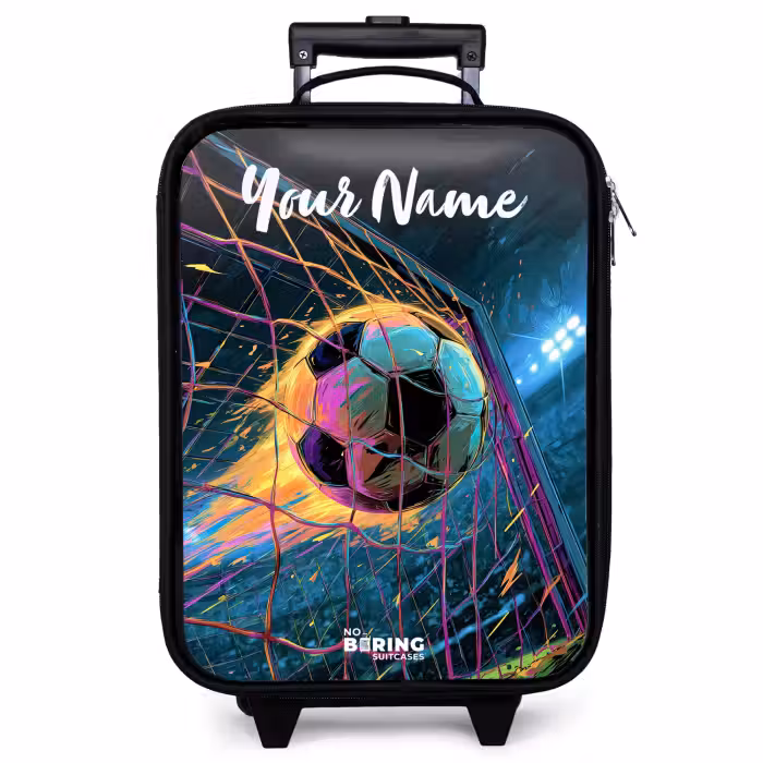 Children's suitcase with name - Neon - Net - Football - Colorful