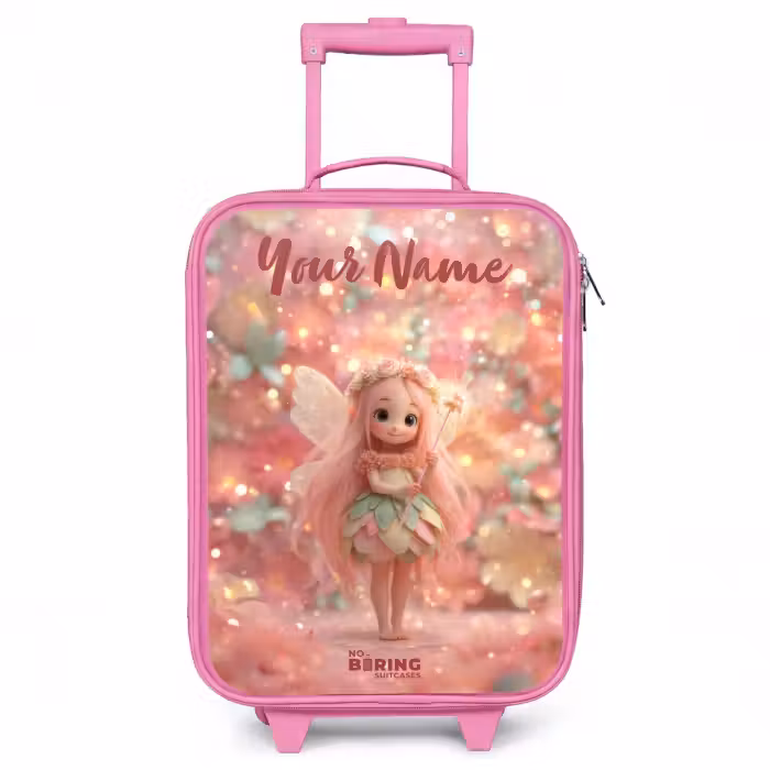 Children's suitcase with name - Pink - Flower fairy in pink fairy world