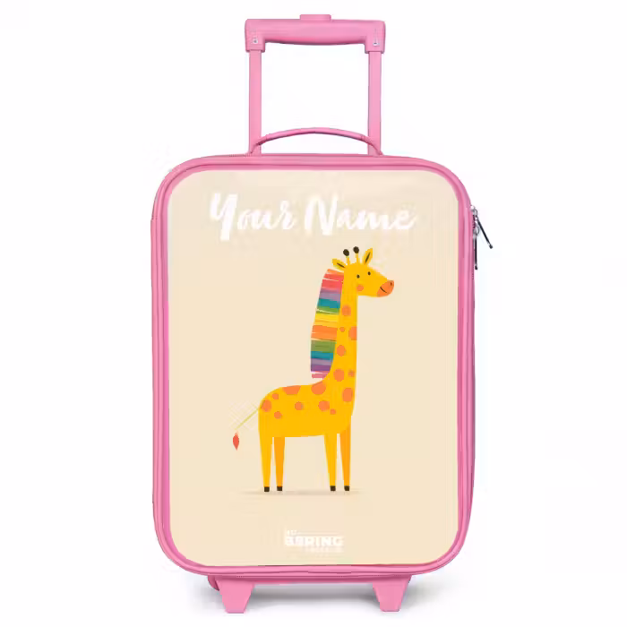 Children's suitcase with name - Pink - Giraffe - Animal - Colorful