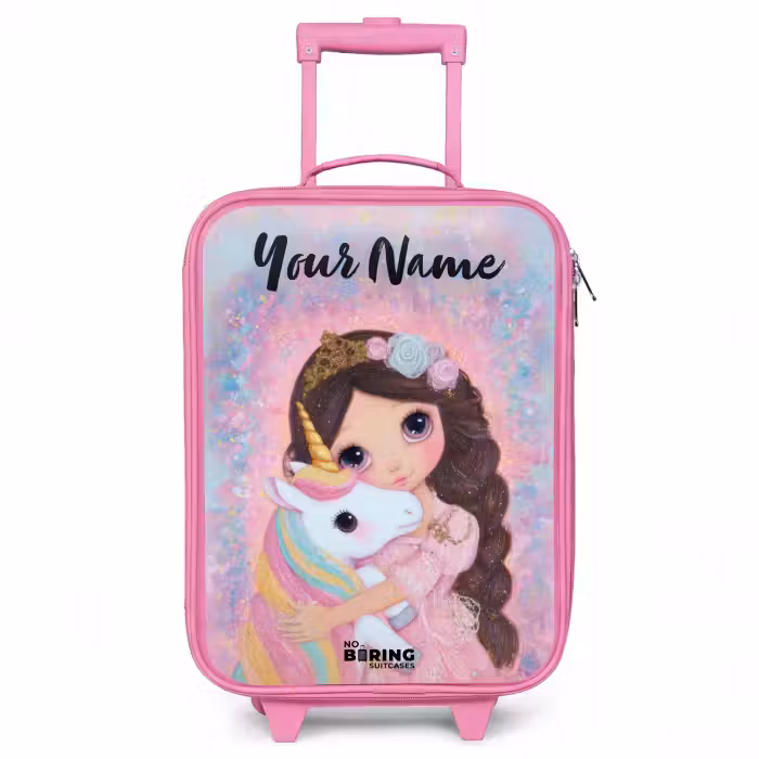 Children's suitcase with name - Pink - Girl - Unicorn - Glitter