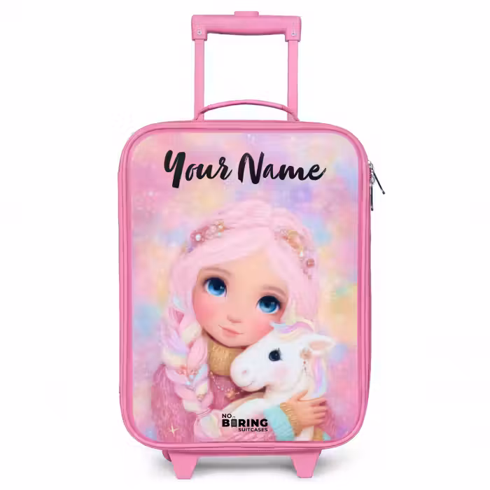 Children's suitcase with name - Pink - Girl - Unicorn - Pink