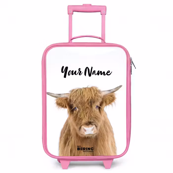 Children's suitcase with name - Pink - Halbe Highlander