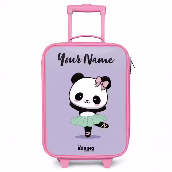 Children's suitcase with name - Pink - Kawai - Ballet - Panda