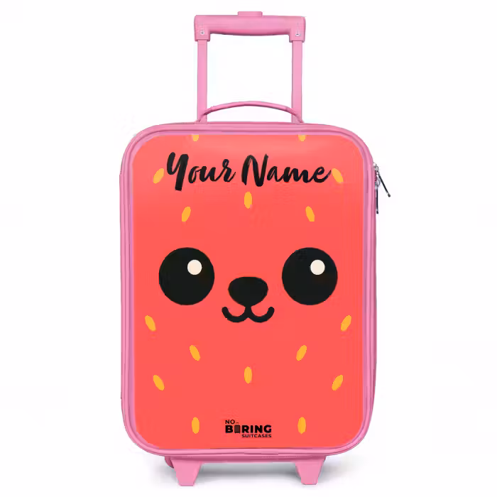 Children's suitcase with name - Pink - Kawai - Strawberry - Red