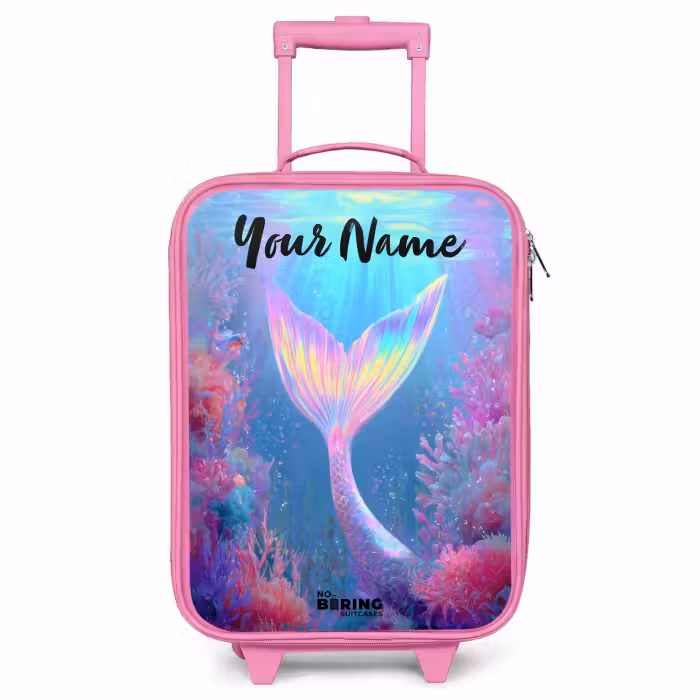 Children's suitcase with name - Pink - Mermaid - Coral - Water