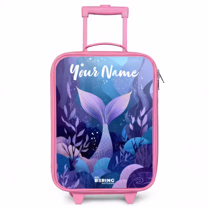 Children's suitcase with name - Pink - Mermaid - Underwater - Purple - Blue