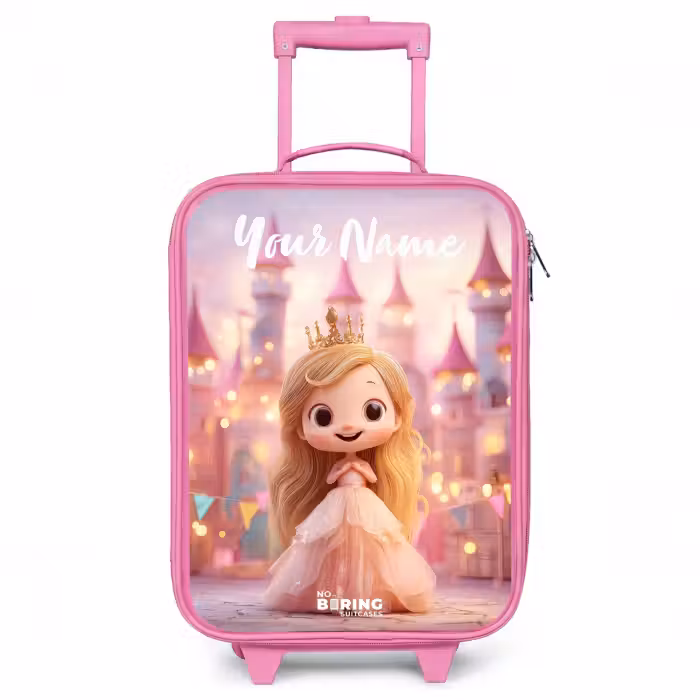 Children's suitcase with name - Pink - Princess - Pink - Castle