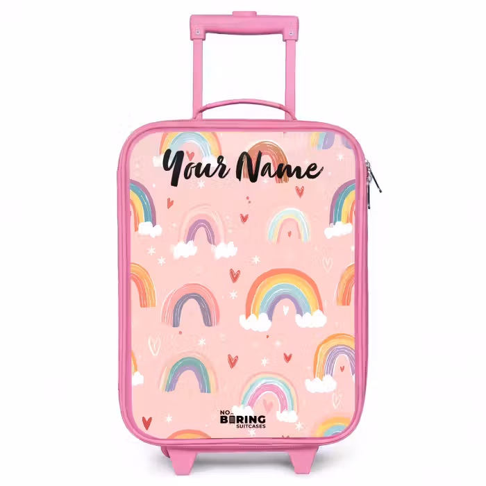 Children's suitcase with name - Pink - Rainbow - Pattern - Pastel