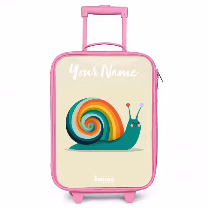 Children's suitcase with name - Pink - Snail - Rainbow - Colorful
