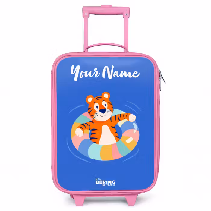Children's suitcase with name - Pink - Tiger - Swimming Band - Water
