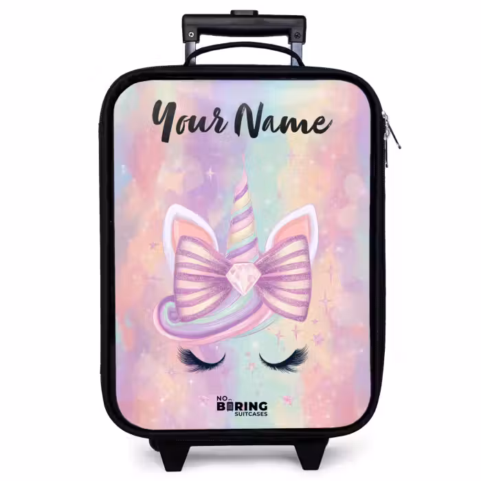 Children's suitcase with name - Unicorn - Glitter - Rainbow - Pastel