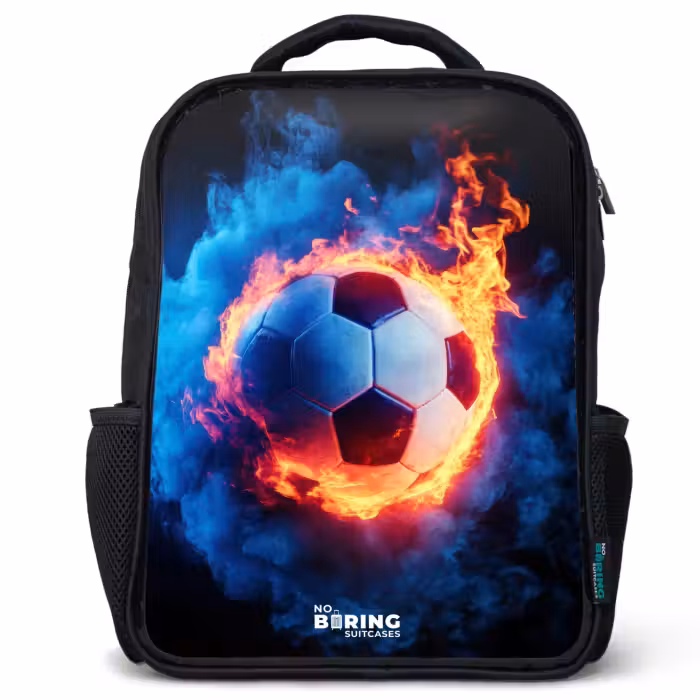 Kids backpack - Black - Soccer on fire and ice