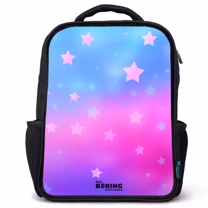 Kids backpack - Black - Stars - Pink - Blue
